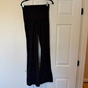 SKIMS Black Stretch Cotton Jersey Foldover Flare Lounge Pants Size Small